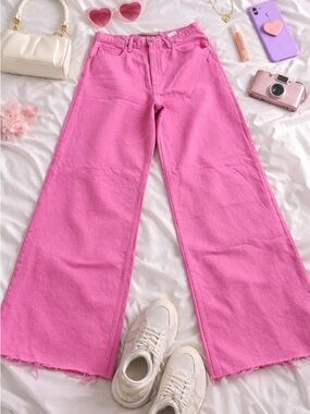Hudson Jeans Pink Wide-Leg Denim Pants